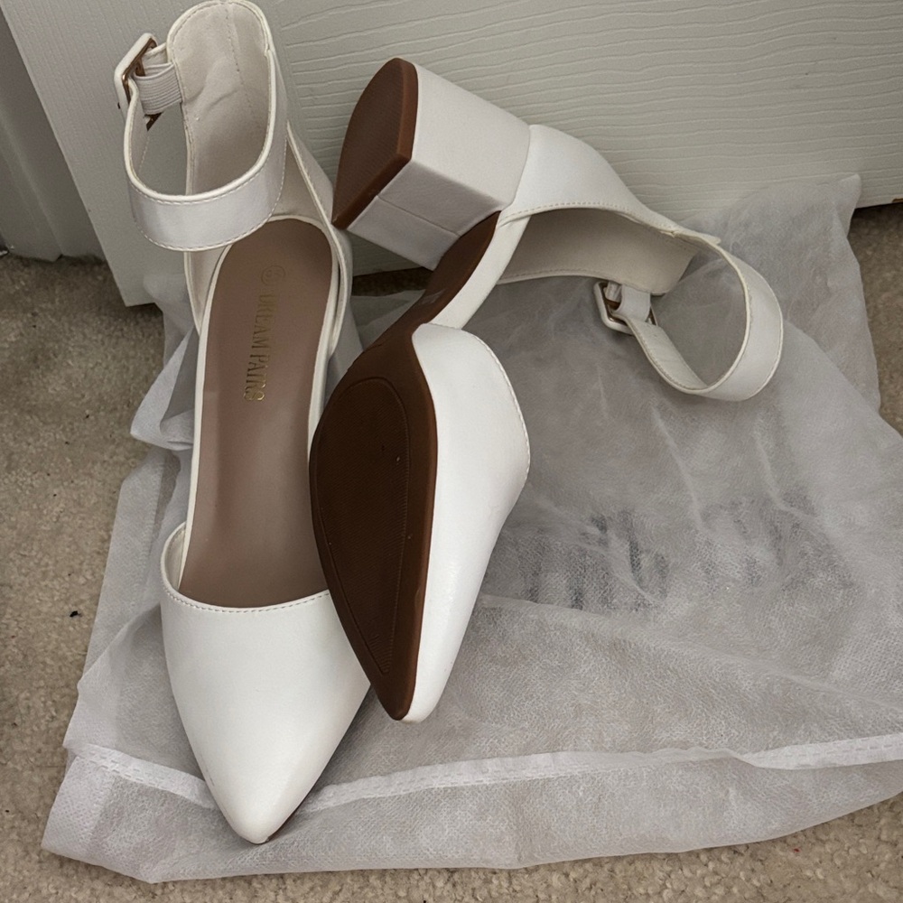 Dream Pairs White Ankle Strap Heels